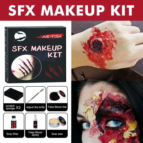 Sfx Makeup Kit Halloween Makeup Kit Halloween Fake Blood Makeup Kit Halloween Scary Face Makeup Sfx Makeup Fake Wound Scar For Art,Theater,Hallow
