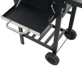 vidaXL Charcoal-Fueled BBQ Grill with Bottom Shelf Black (Option: as picture)