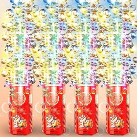 Fireworks Bubble Machine With 80ml Bubble Solution, Portable Automatic Bubble Machine With Lights And Closeable Music, Bubble Maker Toys For Kids (Option: 4Pcs)
