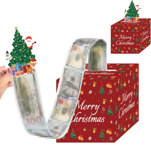 Christmas Money Box For Cash Gift Pull With Christmas Tree Card And Transparent Bags Surprise Money Holder Cash Gift Xmas Money Pull Box For Chri