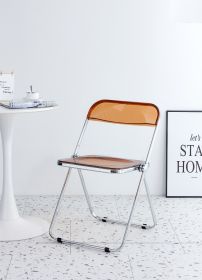 YELLOW Clear Transparent Folding Chair Chair Pc Plastic Living Room Seat (Color: yellow)
