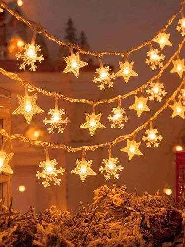 Star And Snowflake Light 40 LED 6M Christmas Tree Party Decoration Outdoor USB Batt Star And Snowflake Light 40 LED 6M Christmas Tree Party Decoration Outdoor USB Batt
