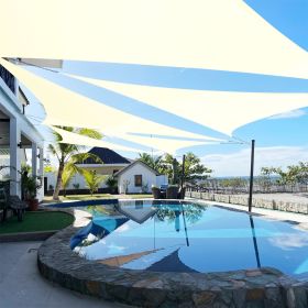 Artpuch Custom Size Cream Sun Shade Sail Triangle Canopy 185 GSM Durable Fabric UV Block Awning for Outdoor Patio Garden Backyard (Customized Ava (Color: Cream, size: 16x20x25.6)