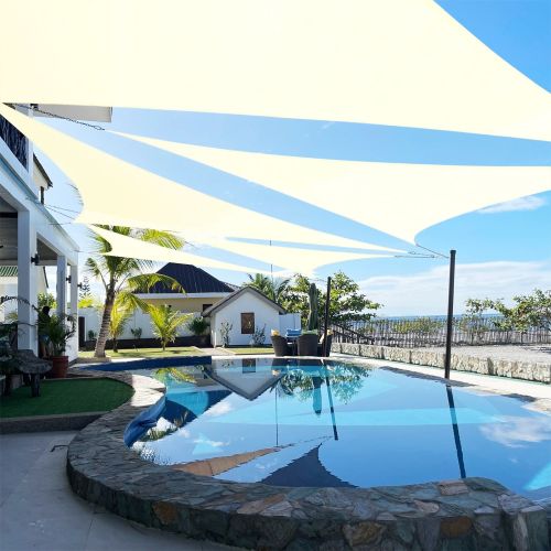 Artpuch Custom Size Cream Sun Shade Sail Triangle Canopy 185 GSM Durable Fabric UV Block Awning for Outdoor Patio Garden Backyard (Customized Ava