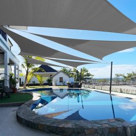 Artpuch Custom Size Dark Grey Sun Shade Sail Triangle Canopy 185 GSM Durable Fabric UV Block Awning for Outdoor Patio Garden Backyard (Customized (Color: DARK GREY, size: 16x22x27.2)