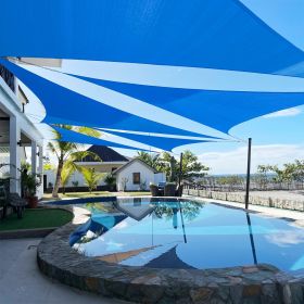 Artpuch Custom Size Sky Blue Sun Shade Sail Triangle Canopy 185 GSM Durable Fabric UV Block Awning for Outdoor Patio Garden Backyard (Customized (Color: Sky Blue, size: 12X14X14)