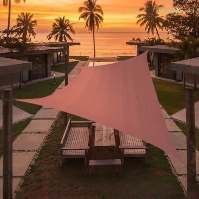 Artpuch Custom Size Rust Red Sun Shade Sail Triangle Canopy 185 GSM Durable Fabric UV Block Awning for Outdoor Patio Garden Backyard (Customized