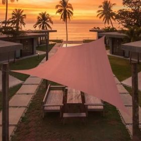 Artpuch Custom Size Rust Red Sun Shade Sail Triangle Canopy 185 GSM Durable Fabric UV Block Awning for Outdoor Patio Garden Backyard (Customized (Color: Rust Red, size: 17'X25')