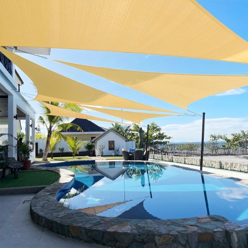 Artpuch 9'x9'x9'Customize Sand Sun Shade Sail Commercial Standard UV Block 185 GSM, Water and Air Permeable, Heavy Duty