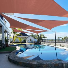 Artpuch Custom Size Rust Red Sun Shade Sail Triangle Canopy 185 GSM Durable Fabric UV Block Awning for Outdoor Patio Garden Backyard (Customized (Color: Rust Red, size: 14x24x27.8)