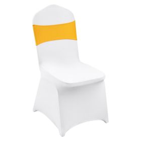 VEVOR Stretch Spandex Folding Chair Covers, Universal Fitted Chair Cover with Chair Sashes, Removable Washable Protective Slipcovers, for Wedding (Color: Gold & White, Quantity: 30 pcs)